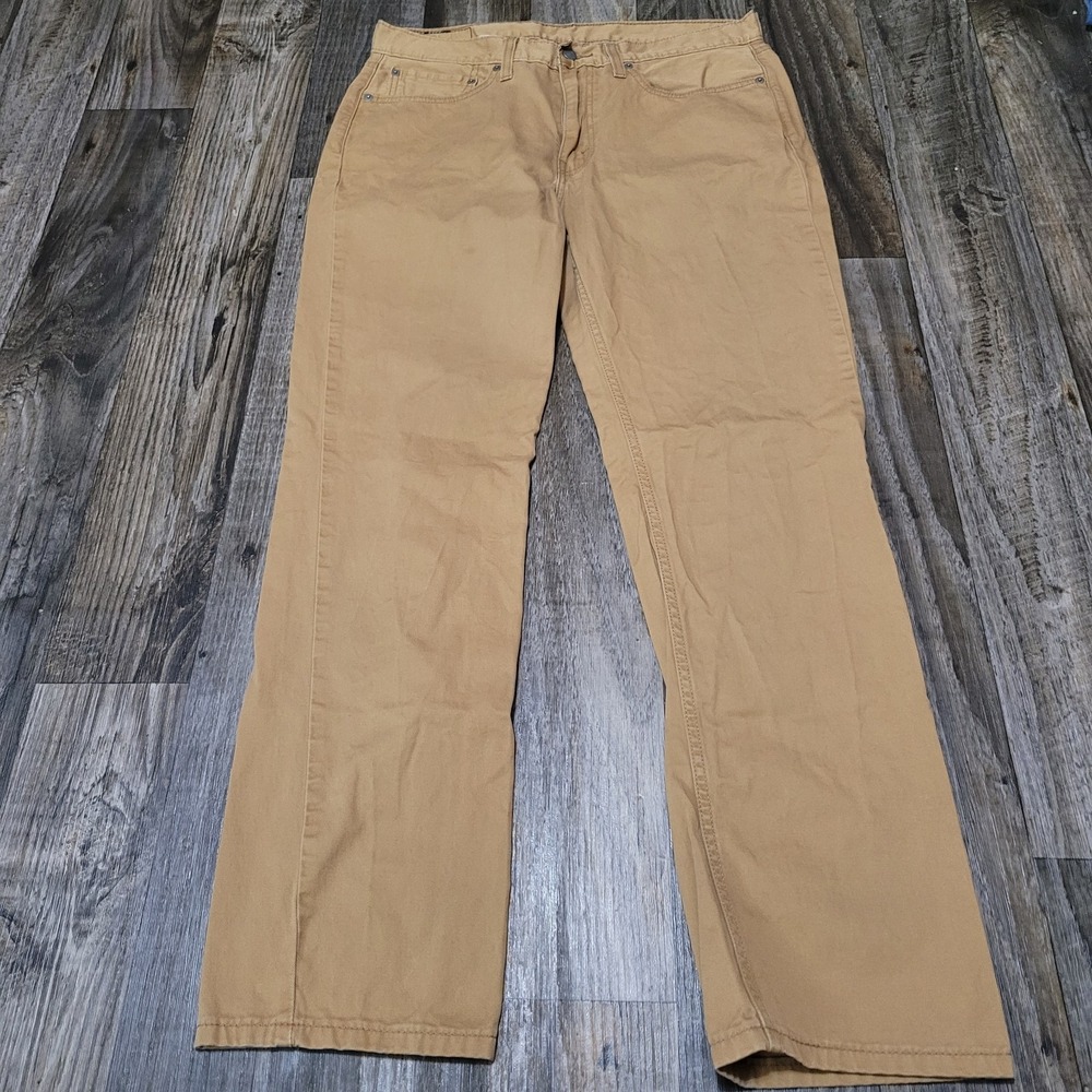 Levis 514 Jeans Mens 34x32 Beige Tan Denim Regular Straight Zip Fly Cotton